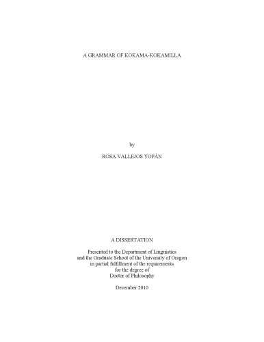 A grammar of Kokama-Kokamilla