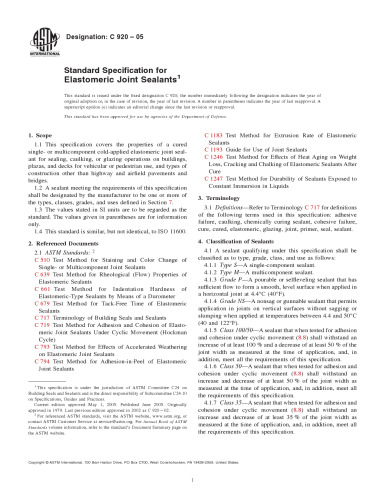 ASTM C920-05 Standard Speciﬁcation for Elastomeric Joint Sealant