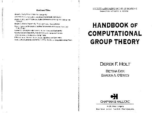 Handbook of Computational Group Theory