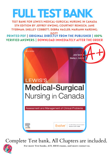 Test Bank of Lewis Medical-Surgical Nursing in Canada