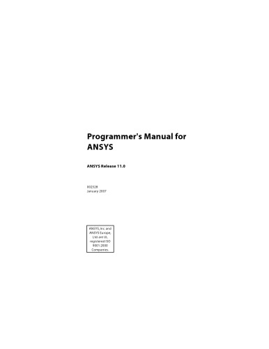 Programmer's Manual for ANSYS: ANSYS Release 11.0