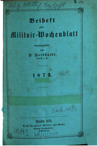 Beihefte zum Militär-Wochenblatt
