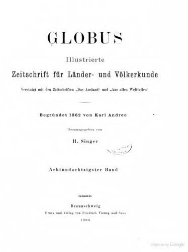 Globus. Illustrierte Zeitschrift für Länder- und Völkerkunde