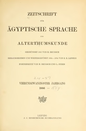 Zeitschrift für Ägyptische Sprache und Altertumskunde