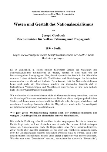 Wesen und Gestalt des Nationalsozialismus