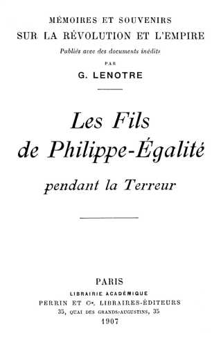 Les fils de Philippe Égalité