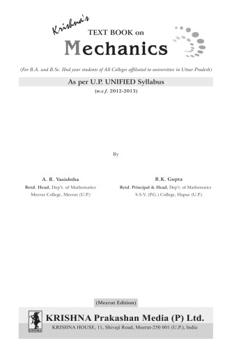 Mechanics: As per U.P. UNIFIED Syllabus (w.e.f. 2012-2013)