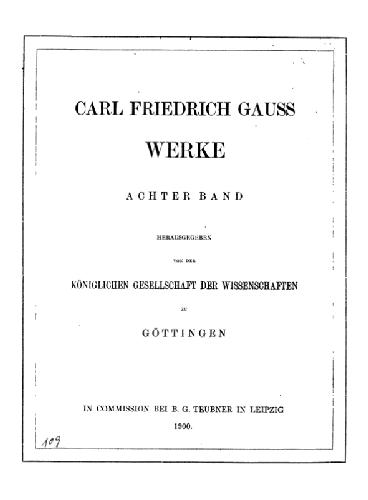 Werke. Arithmetik und Algebra. Nachtraege zu Band 1-3