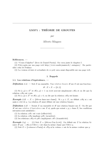 LM371: Théorie de groupes