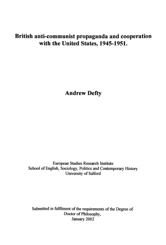 British anti-communist propaganda and cooperation with the United States, 1945 - 1951