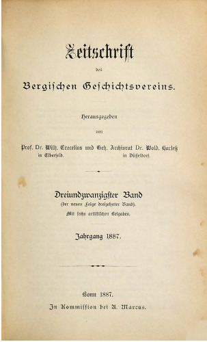 Zeitschrift des Bergischen Geschichtsvereins
