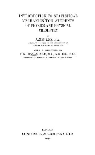 Introduction to statistical mechanics for students of physics and physical chemistry