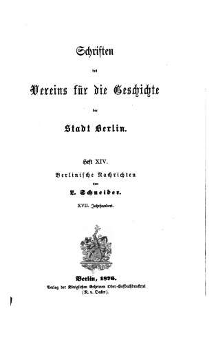 Berlinische Nachrichten. XVII. Jahrhundert