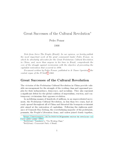 Great Successes of the Cultural Revolution