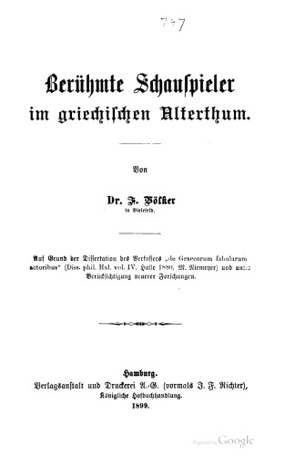 Berühmte Schauspieler im griechischen Altertum