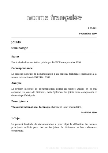 NF P09 - Joints