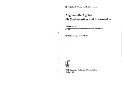 Angewandte Algebra für Mathematiker und Informatiker