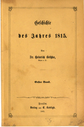 Geschichte des Jahres 1815