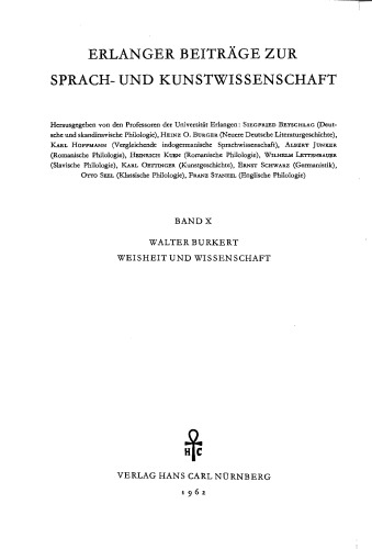 Weisheit und Wissenschaft: Studien zu Pythagoras, Philolaos und Platon