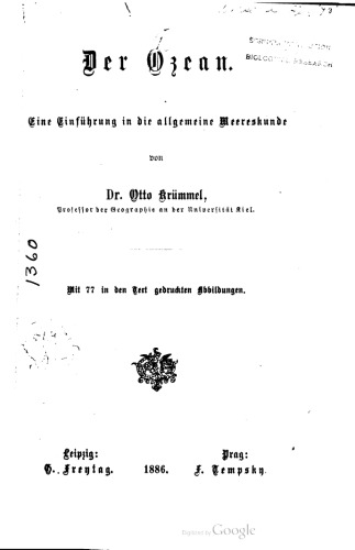 Der Ozean : Eine Einführung in die allgemeine Meereskunde