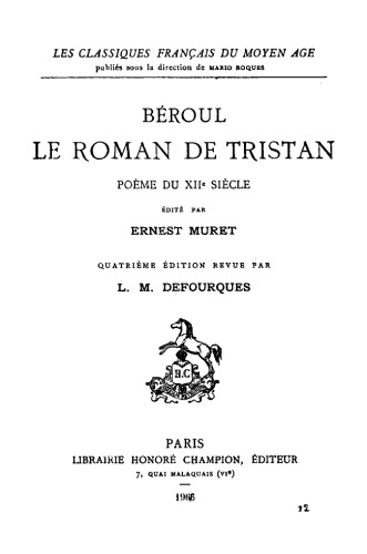Le roman de Tristan, poème du XIIe siècle