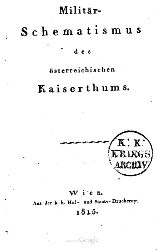 Militär-Schematismus des österreichischen Kaisertums