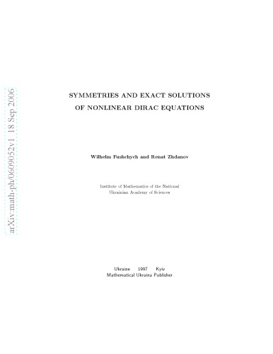 Symmetries and exact solutions of nonlinear Dirac equations