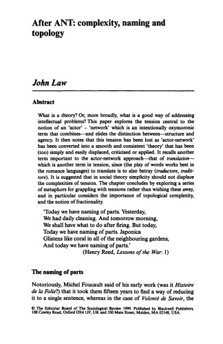 Actor Network Theory and After