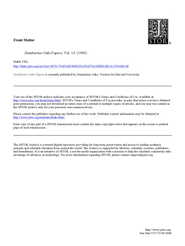 Dumbarton Oaks Papers Number 14