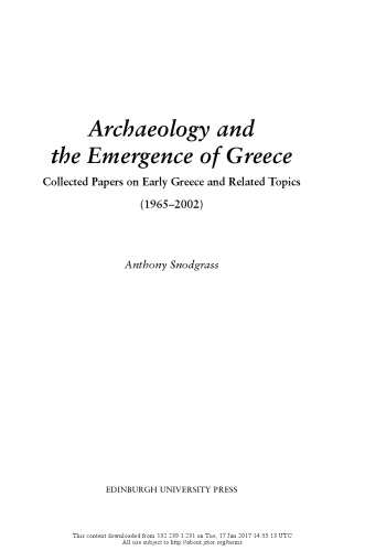 Archaeology and the emergence of Greece