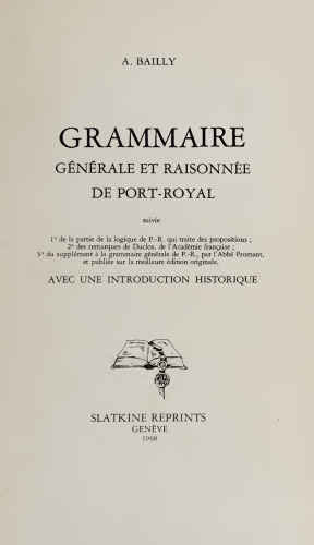 Grammaire générale et raisonnée de Port-Royal