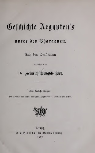 Geschichte Aegyptens unter den Pharaonen