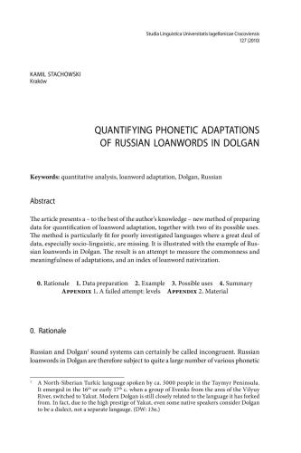 Quantifying Phonetic Adaptations of Russian Loanwords in Dolgan