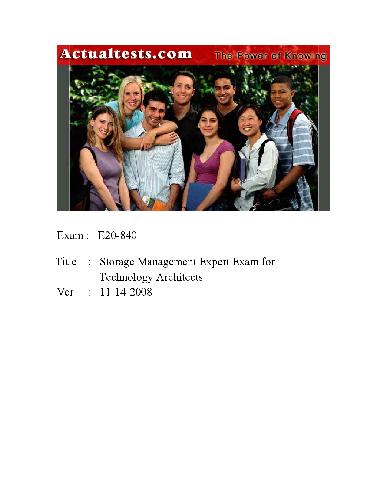 ActualTests Storage Management Expert Exam For Technology Architects Exam E20840