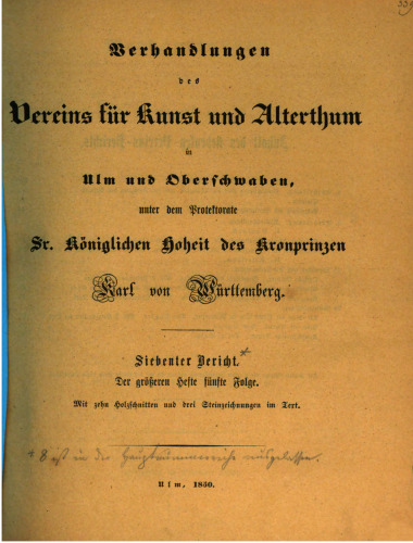 Verhandlungen des Vereins für Kunst und Altertum in Ulm und Oberschwaben