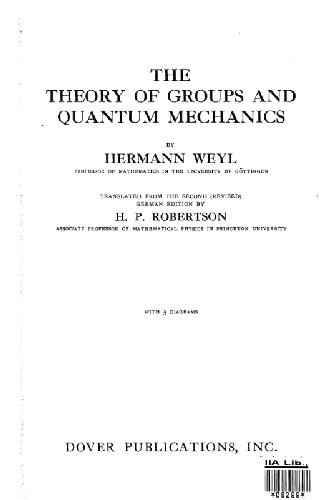 The theory of groups and quantum mechanics
