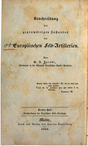 Beschreibung der englischen Feldartillerie