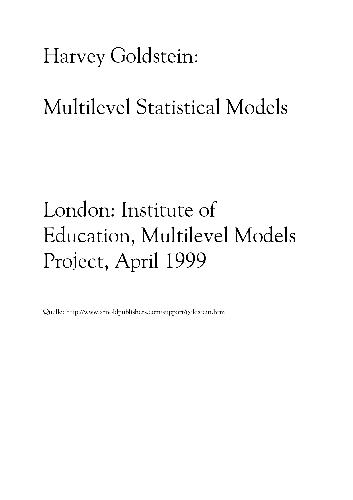 Multilevel Statistical Models