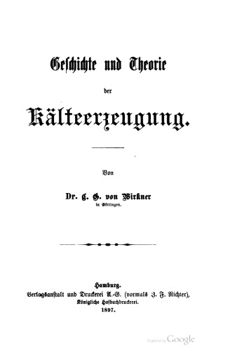 Geschichte und Theorie der Kälteerzeugung