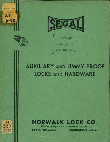Segal Auxiliary and Jimmy Proof Locks and Hardware 1943 Catalog