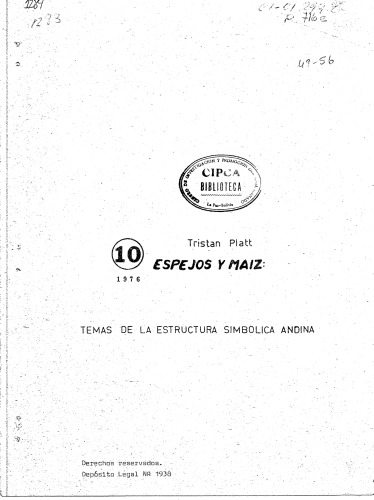 Espejo y maíz. Temas de la estructura simbólica andina