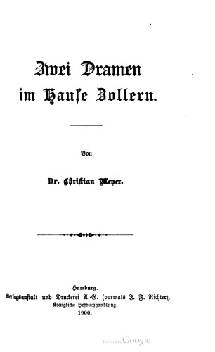 Zwei Dramen im Hause Zollern