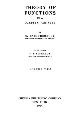 Theory of Functions of a Complex Variable.