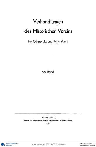 Verhandlungen des Historischen Vereins für Oberpfalz und Regensburg