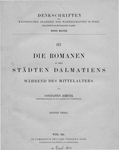 Die Romanen in den Städten Dalmatiens während des Mittelalters