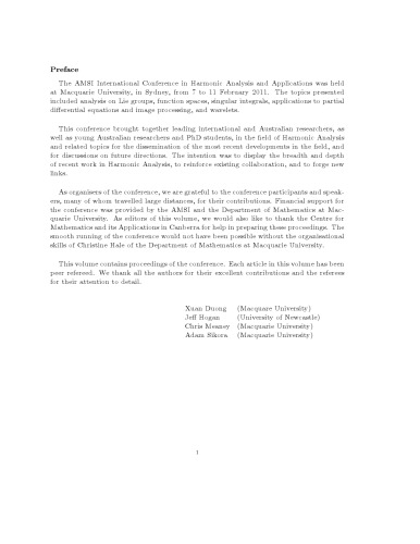 AMSI International Conference on Harmonic Analysis and Applications
