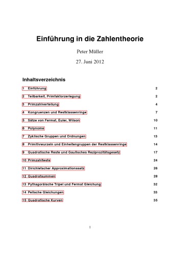 Einführung in die Zahlentheorie