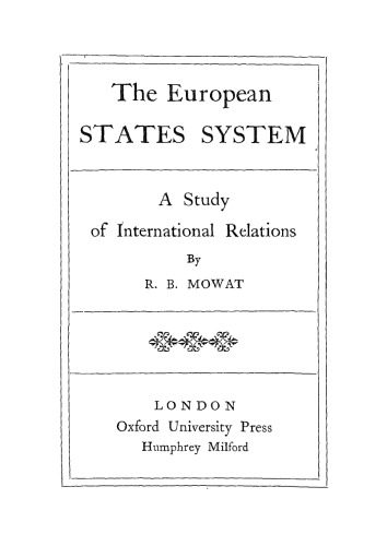The European states system: a study of international relations