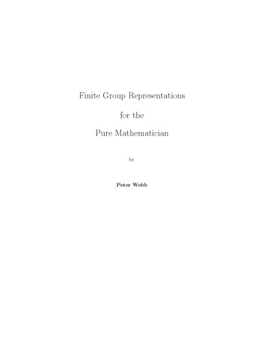 Finite group representations for the pure mathematician