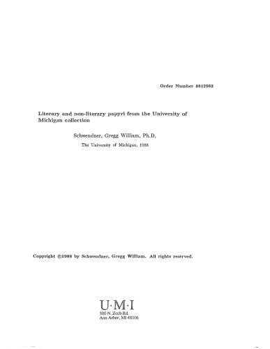 Literary and non-literary papyri from the University of Michigan collection